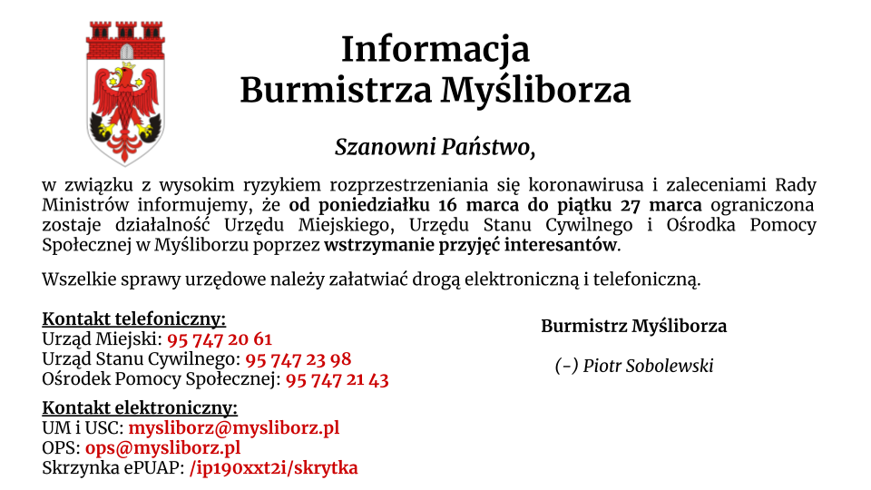 Informacja Burmistrza Myśliborza