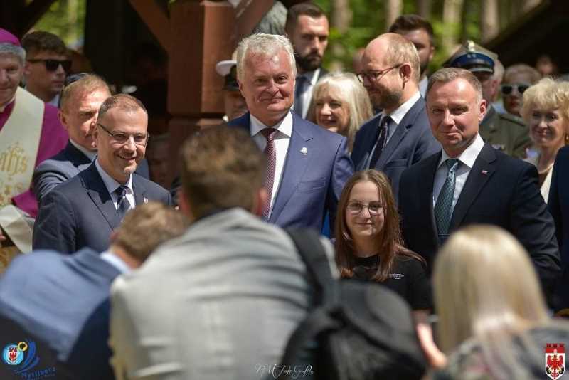 Burmistrz Myśliborza z córką Antoniną w towarzystwie Prezydentów Polski i Litwy